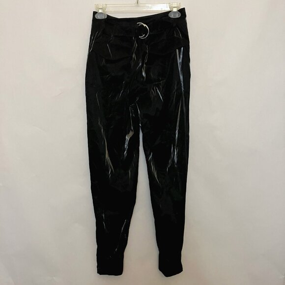 RtA Womens Harlan Pilot Pants XS Flux Black Faux Patent Leather Glossy NWT $325 - Picture 11 of 16